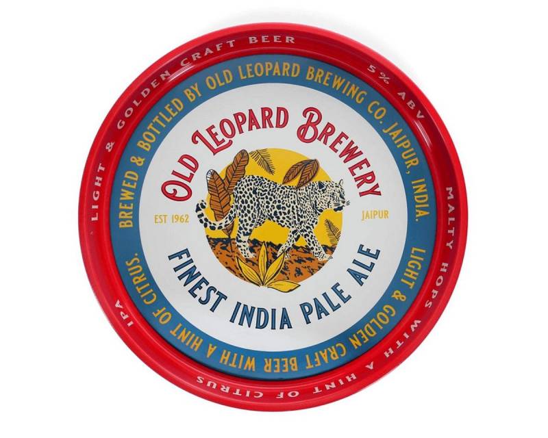 Rex London Tablett Rundes Metalltablett mit Rand robustes Serviertablett im Retro-Look von Rex London