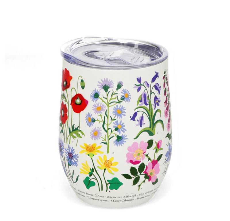 Rex London Thermobecher Reisebecher für 350 ml, Edelstahl, Kunststoff, Metall, 24h kühl - 12h warm, Motiv mit 3D-Prägeeffekt von Rex London