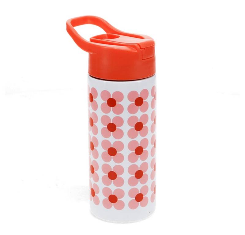 Rex London Trinkflasche aus Edelstahl mit Druckknopfdeckel Trinkhalm Tragegriff, ca. 8,8 x 6,7 x 19,2 cm, für ca. 500 ml von Rex London