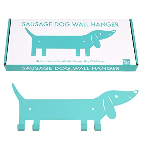 Rex London Wand Garderobenhaken mit Mini Dackel Motiv „Sausage Dog“: Kleiderhaken aus Metall, für Kinderzimmer etc. von Rex London
