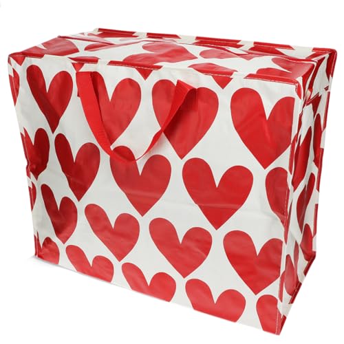 Rex London - XXL Riesentasche, Aufbewahrungstasche mit Reißverschluss, Muster bunt (Hearts/Herzen) von Rex London