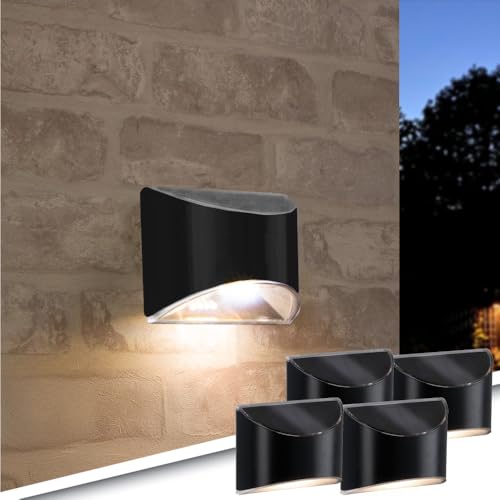 RexTech Solar-Aluminium-LED-Wandleuchte mit Dämmerungssensor | Anthrazit | Funktioniert mit Solarenergie und Dämmerungssensor | Warmweißes Licht 3000K | Angebotsset von 4 Stück | RexTech Solar-Aluminium-LED-Wandleuchte mit Dämmerungssensor | Anthrazit | Funktioniert mit Solarenergie und Dämmerungssensor | Warmweißes Licht 3000K | Angebotsset von 4 Stück | von RexTech