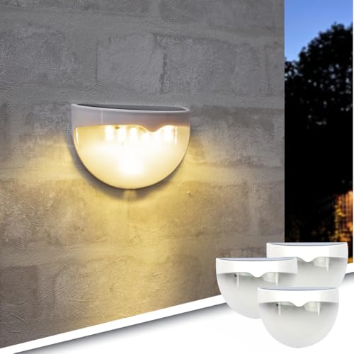 RexTech Solar-Wandleuchte, Kunststoff, Weiß, 7cm x 10cm x 6cm, 3er-Set von RexTech