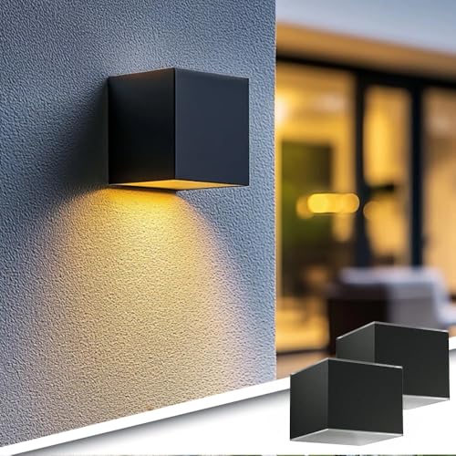 Solar Außenwandleuchte Sven, Up & Down Light, LED Warmweiß, IP54, Anthrazit Aluminium, 2er Set, Recht von RexTech