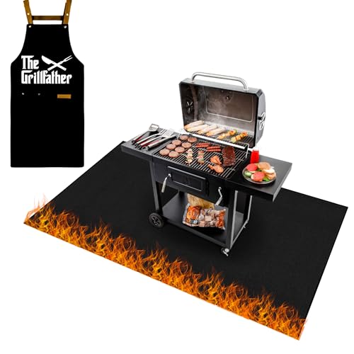 Grillmatte für Gasgrill Bodenschutz 160 x 130 cm | Feuer- und Schmutzabweisend |Grillunterlage Bodenschutzmatte | Grillteppich Outdoor | Grill unterlage Boden | Grillmatte für gasgrill von REXLIA