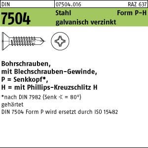 100 Stück Selbstschneidende Bohrschrauben 4,2x32 mm verzinkt mit Senkkopf DIN 7504 PH2 von Reyher