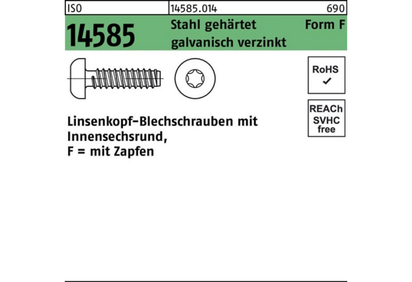 Reyher Blechschraube 1000er Pack Linsenblechschraube ISO 14585 ISR/Spitze 3,5x38 -F Stahl g von Reyher