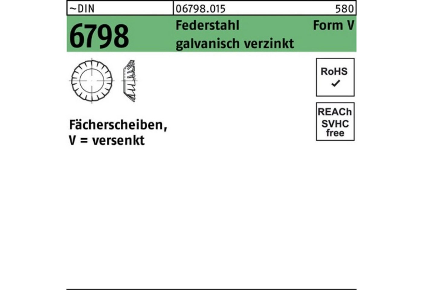 Reyher Fächerscheibe 3000er Pack Fächerscheibe DIN 6798 FormV versenkt V 4,3 Federstahl ga von Reyher