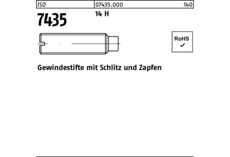 Reyher Gewindebolzen 100er Pack Gewindestift ISO 7435 Schlitz/Zapfen M10x 50 14 H 50 Stück von Reyher