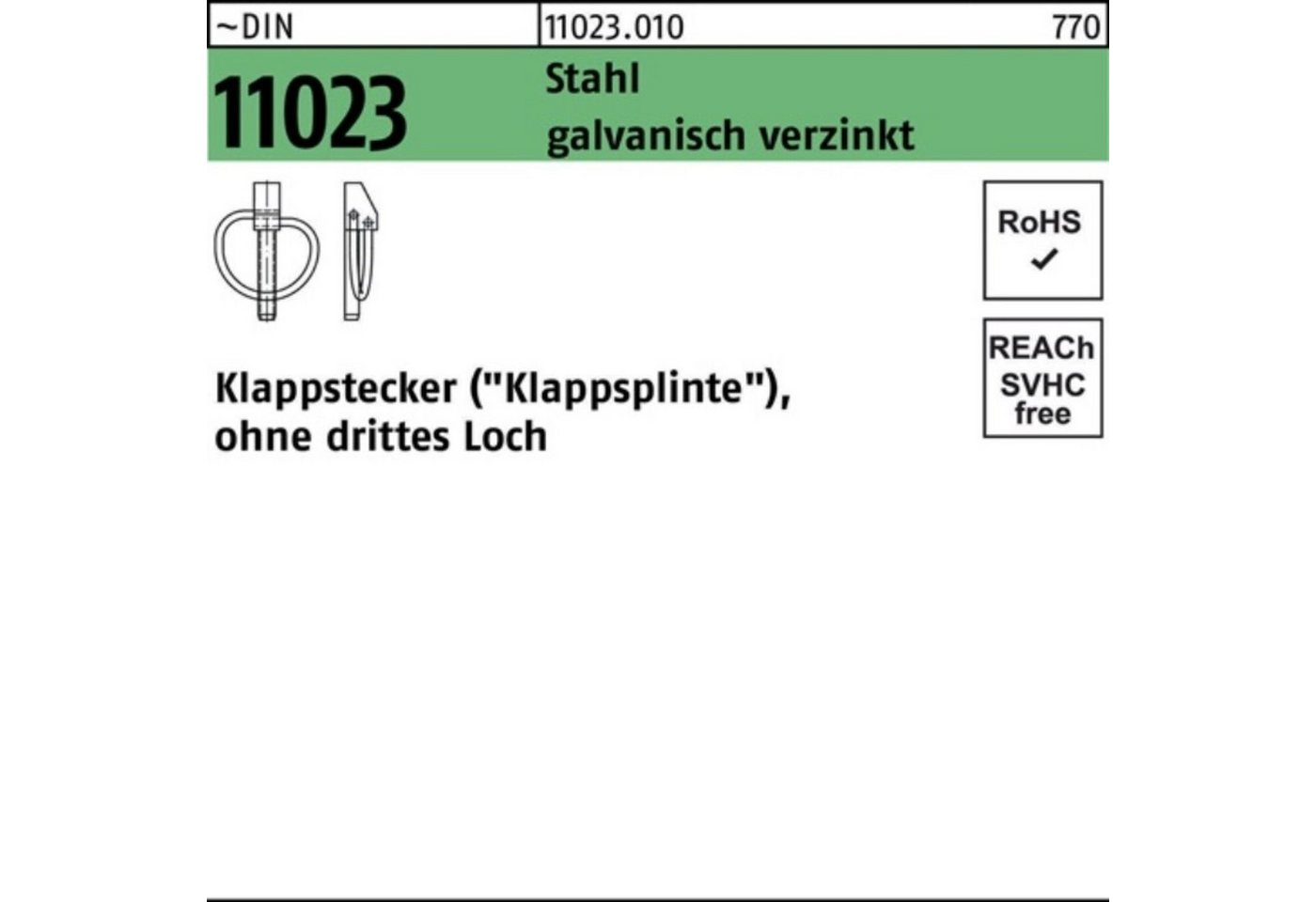 Reyher Klappstecker 100er Pack Klappstecker DIN 11023 6x 42 Stahl galv.verz. 50 Stück ~DI von Reyher