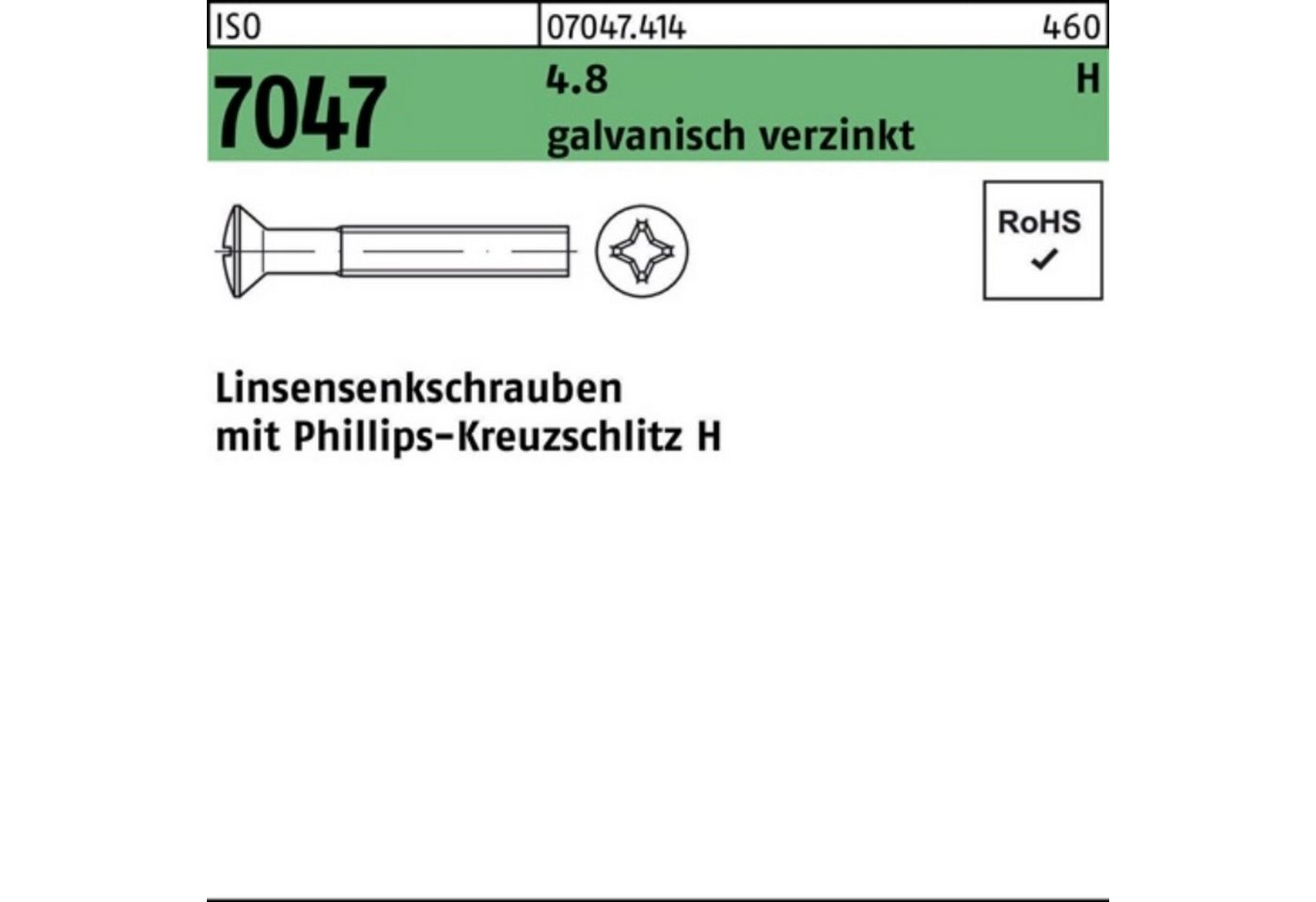 Reyher Linsenschraube 200er Pack Linsensenkschraube ISO 7047 PH M5x12-H 4.8 galv.verz. 200St von Reyher