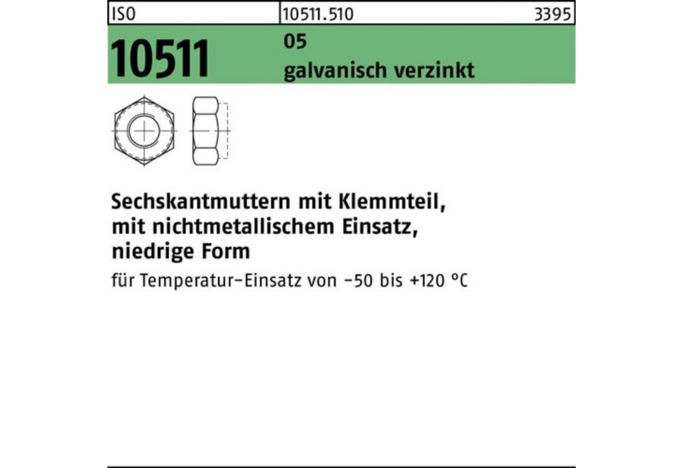 Reyher Muttern 1000er Pack Sechskantmutter ISO 10511 Klemmteil M6 5 galv.verz. 1000 S von Reyher