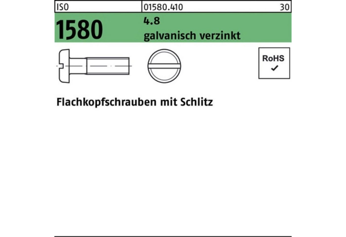 Reyher Schraube 1000er Pack Flachkopfschraube ISO 1580 Schlitz M6x 16 4.8 galv.verz. 1 von Reyher