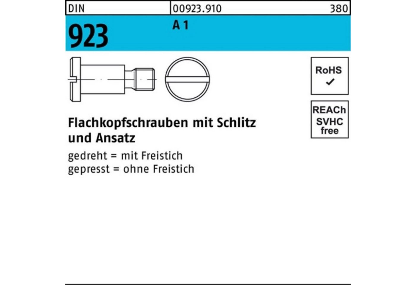 Reyher Schraube 100er Pack Flachkopfschraube DIN 923 Schlitz/Ansatz M4x 4x 6,0 A 1 100 von Reyher