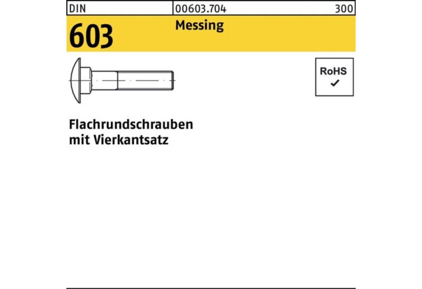 Reyher Schraube 100er Pack Flachrundschraube DIN 603 Vierkantansatz M6x 60 Messing 100 von Reyher