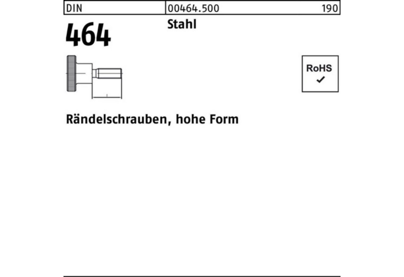 Reyher Schraube 100er Pack Rändelschraube DIN 464 hohe FormM5x 16 Stahl 50 Stück DIN von Reyher