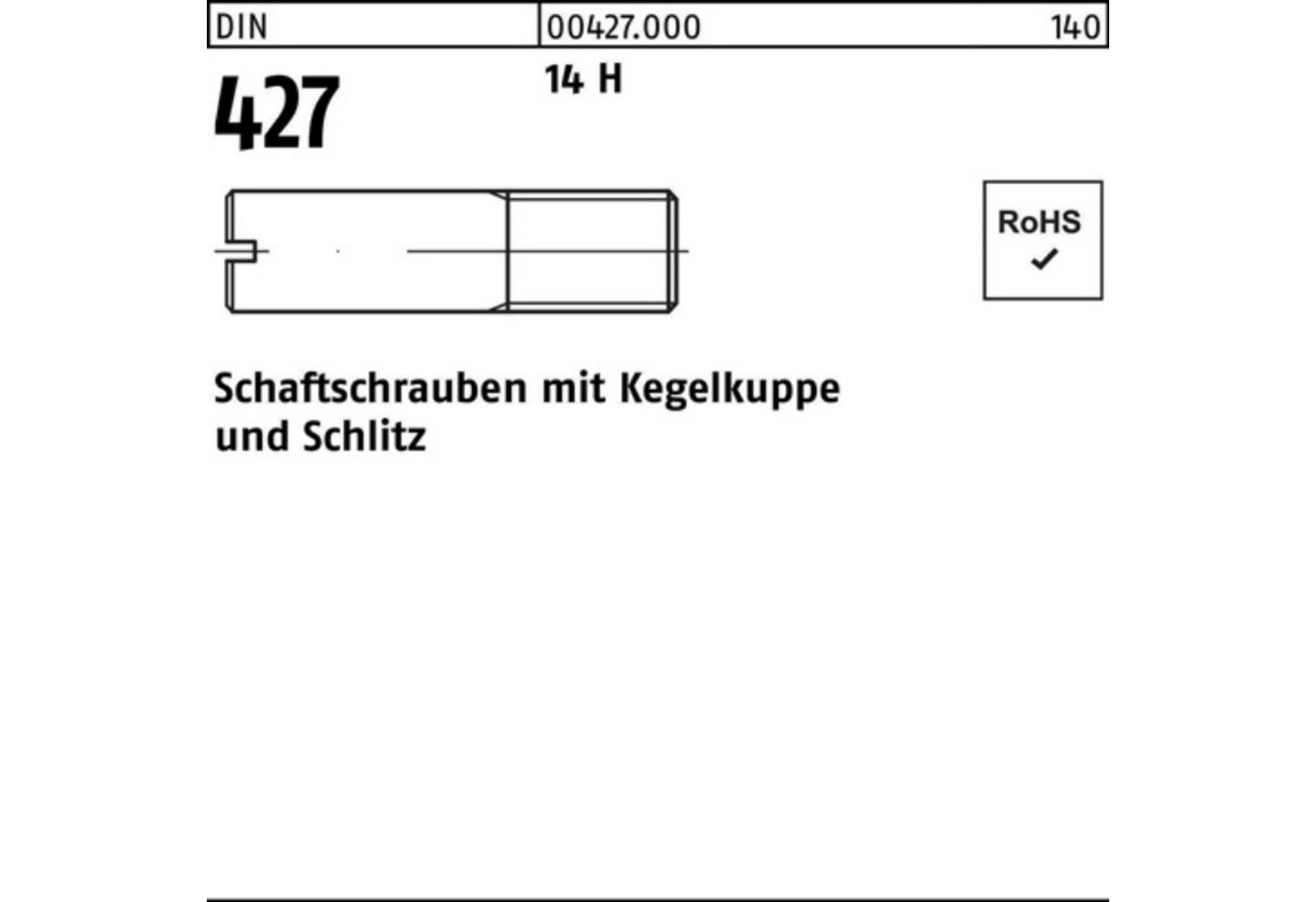 Reyher Schraube 100er Pack Schaftschraube DIN 427/ISO 2342 Kegelkuppe/Schlitz M12x 20 von Reyher