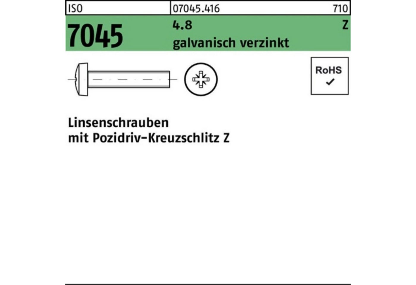 Reyher Schraube 2000er Pack Flachkopfschraube ISO 7045 PZ M4x20-Z 4.8 galv.verz. 2000S von Reyher