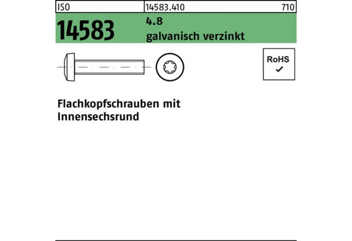 Reyher Schraube 200er Pack Flachkopfschraube ISO 14583 ISR M4x8 4.8 galv.verz. 200St. von Reyher