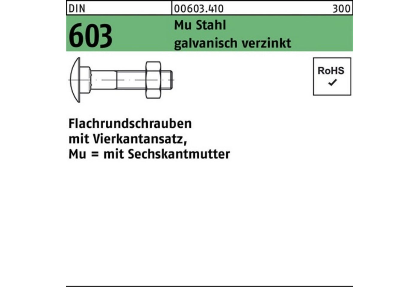 Reyher Schraube 200er Pack Flachrundschraube DIN 603 Vierkantansatz/6-ktmutter M6x45 M von Reyher
