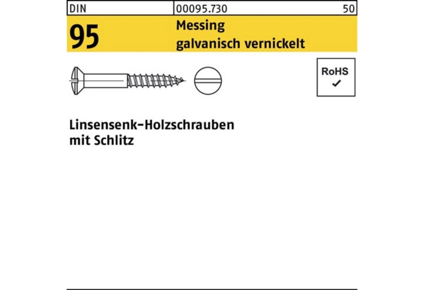 Reyher Schraube 200er Pack Holzschraube DIN 95 LIKO Schlitz 4,5x16 Messing galv. verni von Reyher
