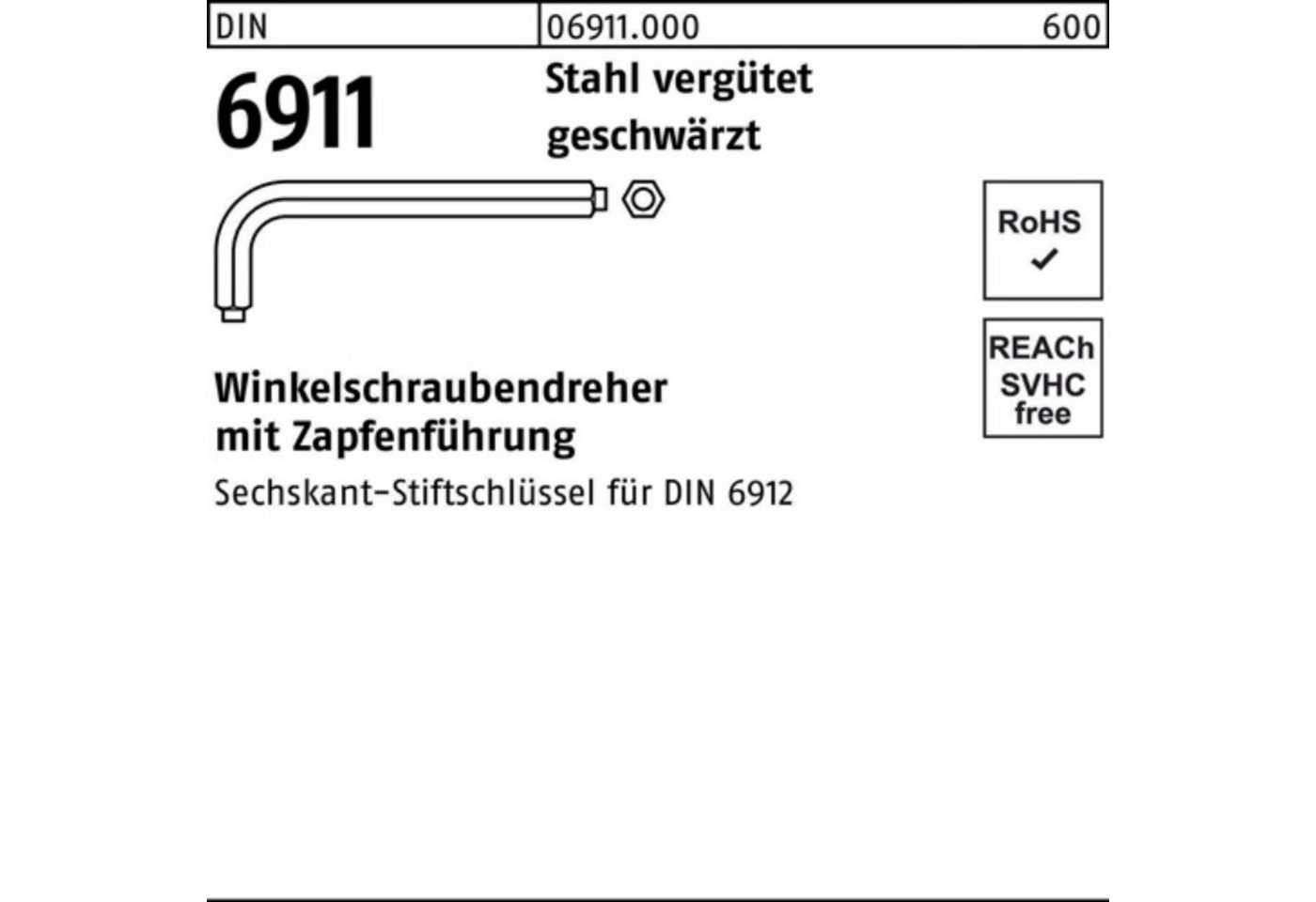 Reyher Schraubendreher 100er Pack Winkelschraubendreher DIN 6911 6-kt Zapfen SW 10 M12 Sta ve von Reyher