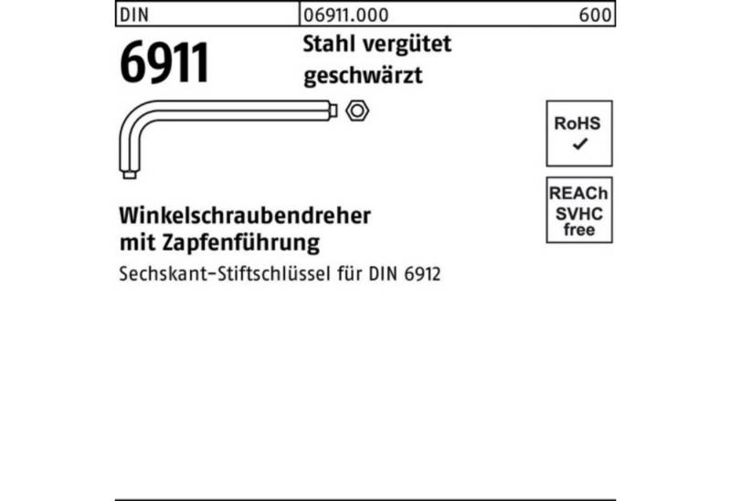 Reyher Schraubendreher 100er Pack Winkelschraubendreher DIN 6911 6-kt Zapfen SW 3 M4 Stahl ve von Reyher