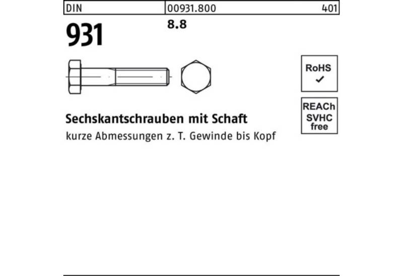 Reyher Sechskantschraube 100er Pack Sechskantschraube DIN 931 Schaft M48x 320 8.8 1 Stück DIN von Reyher