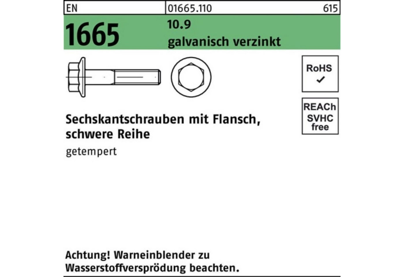 Reyher Sechskantschraube 200er Pack Sechskantschraube EN 1665 Flansch M8x 35 10.9 galv.verz. 20 von Reyher