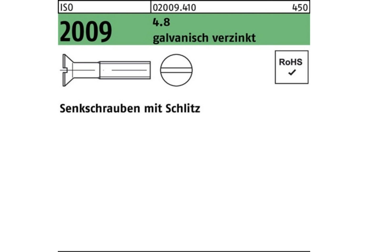 Reyher Senkschraube 100er Pack Senkschraube ISO 2009 Schlitz M10x 60 4.8 galv.verz. 100 St von Reyher