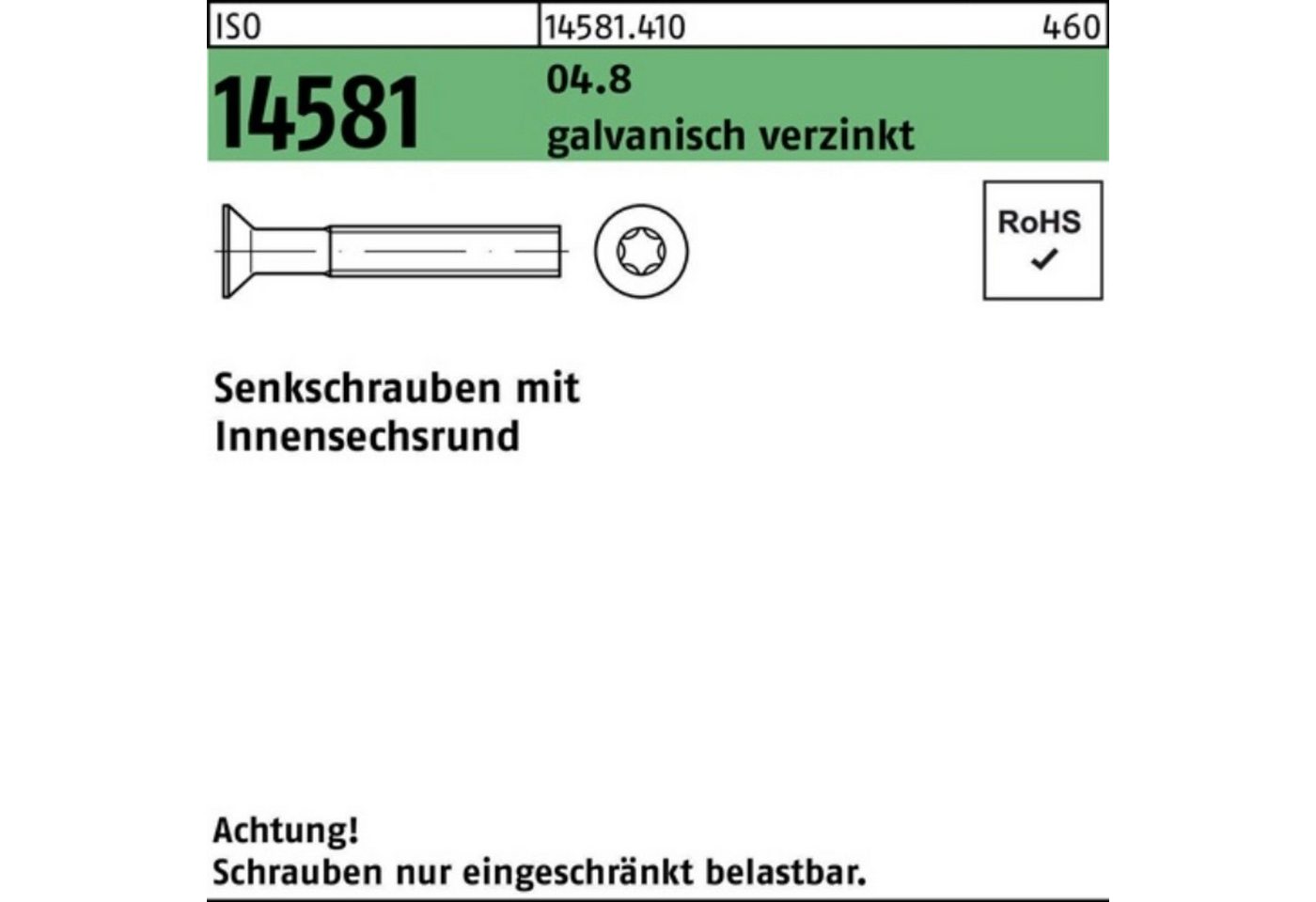 Reyher Senkschraube 2000er Pack Senkschraube ISO 14581 ISR M3x5 T10 04.8 galv.verz. 2000St von Reyher