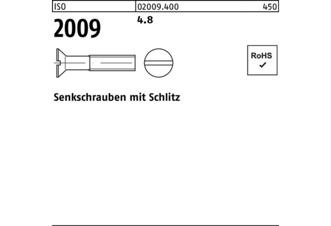 Reyher Senkschraube 2000er Pack Senkschraube ISO 2009 Schlitz M5x 6 4.8 2000 Stück ISO 20 von Reyher