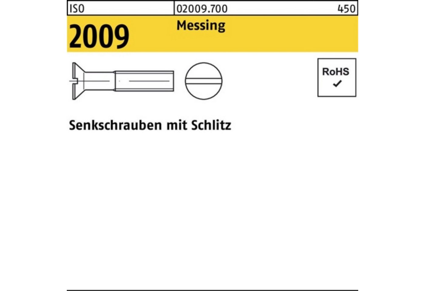Reyher Senkschraube 200er Pack Senkschraube ISO 2009 Schlitz M2x 6 Messing 200 Stück ISO von Reyher