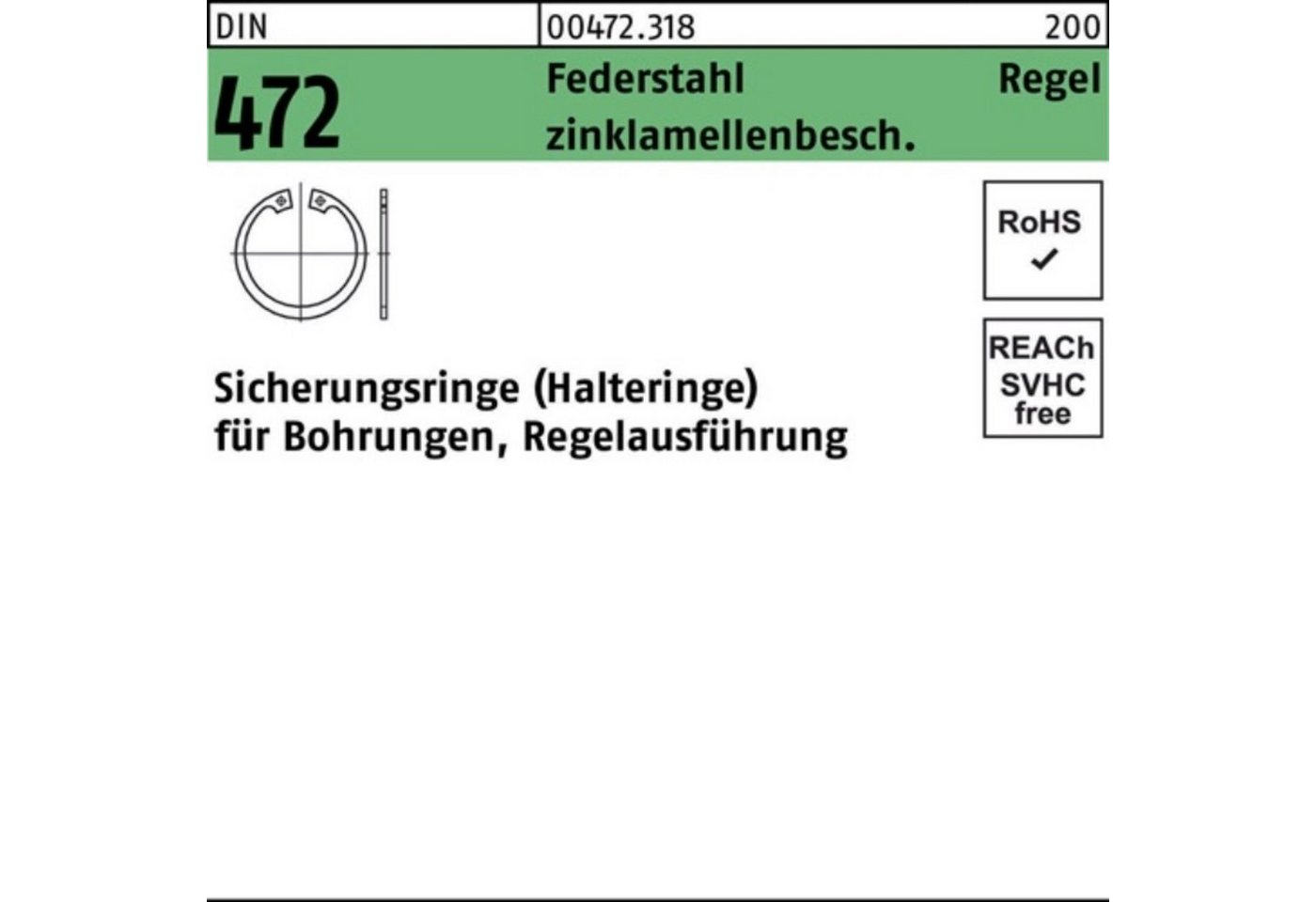 Reyher Sicherungsring 1000er Pack Sicherungsring DIN 472 30x 1,2 Federstahl zinklamellenb. R von Reyher