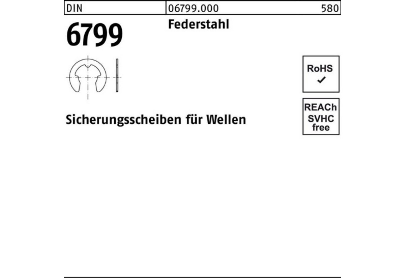 Reyher Sicherungsscheibe 2500er Pack Sicherungsscheibe DIN 6799 f.Wellen 7 Federstahl 2500 Stü von Reyher