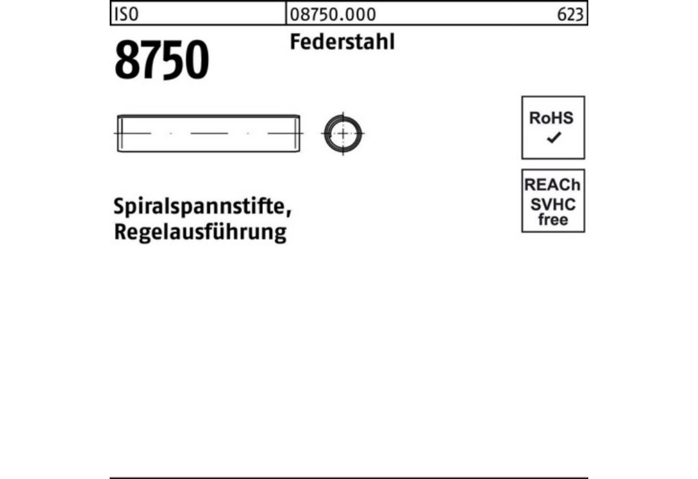 Reyher Spannstift 1000er Pack Spiralspannstift ISO 8750 2x 16 Federstahl Regelausf. 1000 von Reyher