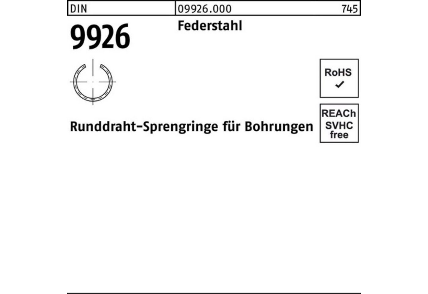 Reyher Sprengring 5000er Pack Sprengring DIN 9926 10 Federstahl Runddraht 5000 Stück DI von Reyher