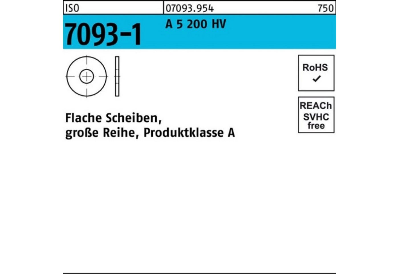 Reyher Unterlegscheibe 100er Pack Unterlegscheibe ISO 7093-1 12 A 5 (1.4571) 200 HV 100 Stüc von Reyher