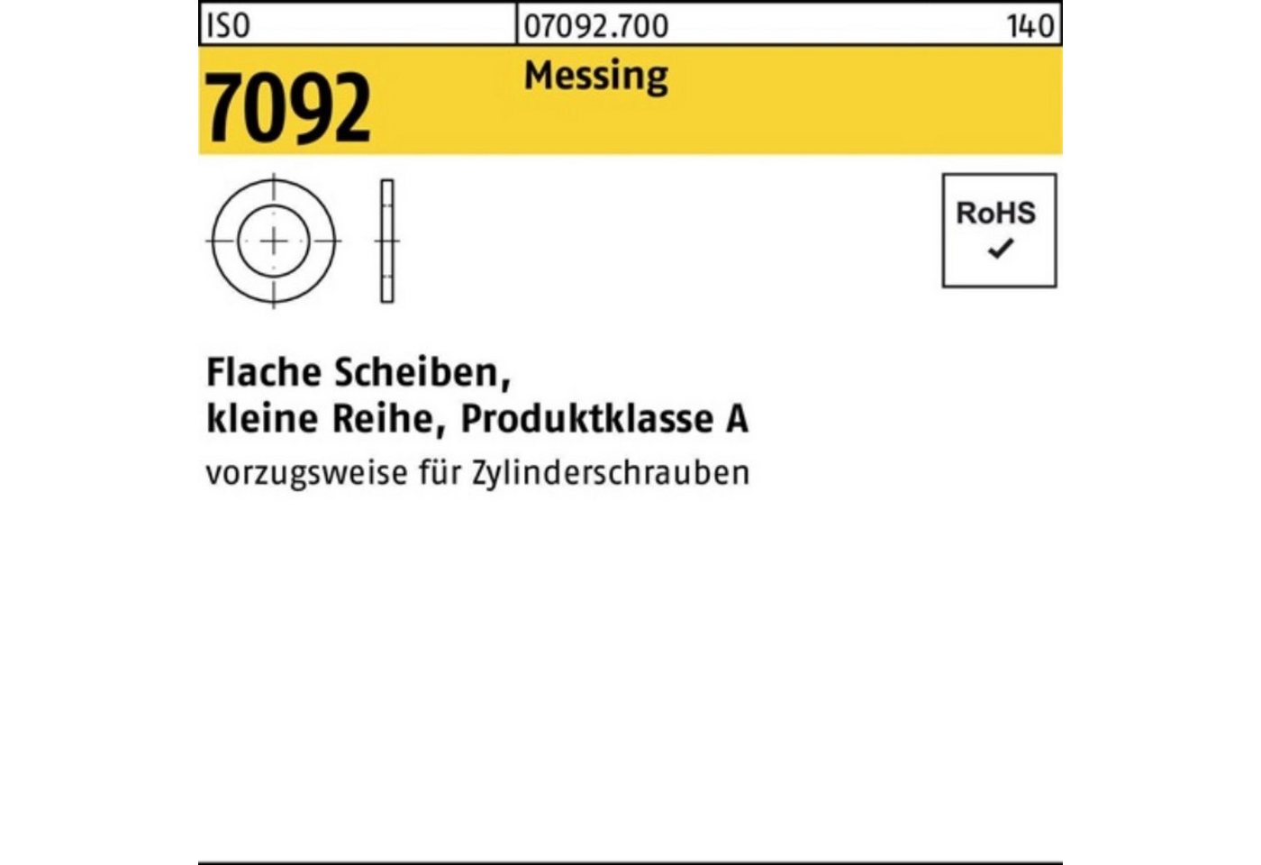 Reyher Unterlegscheibe 5000er Pack Unterlegscheibe ISO 7092 2,5 Messing 5000 Stück ISO 7092 von Reyher