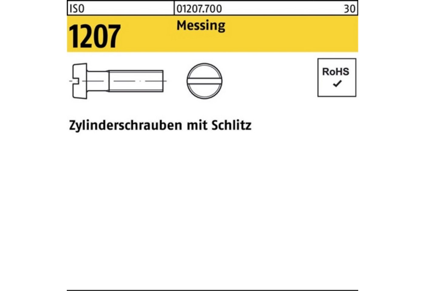 Reyher Zylinderschraube 100er Pack Zylinderschraube ISO 1207 Schlitz M10x 35 Messing 100 Stüc von Reyher