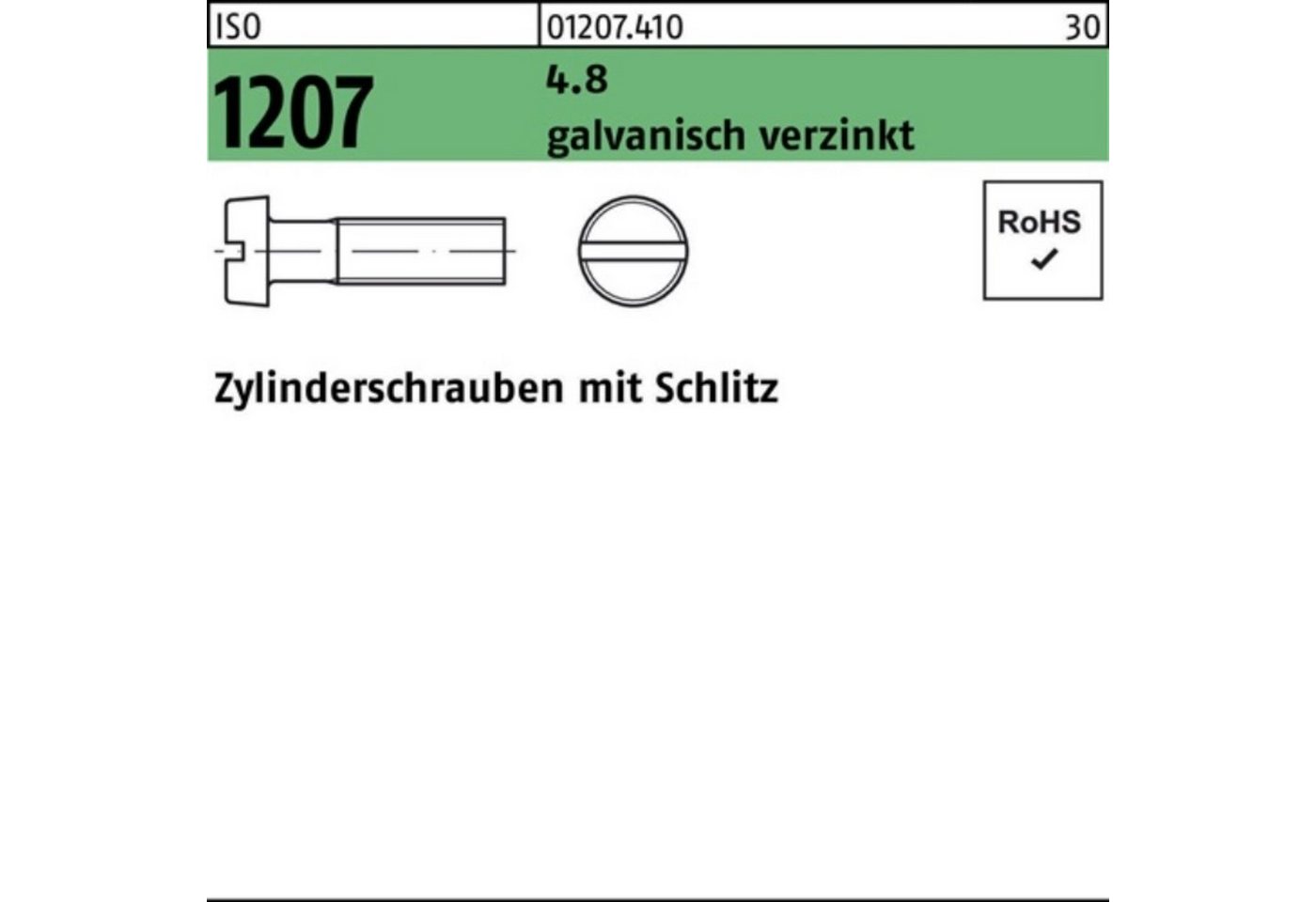 Reyher Zylinderschraube 100er Pack Zylinderschraube ISO 1207 Schlitz M5x 65 4.8 galv.verz. 100 von Reyher