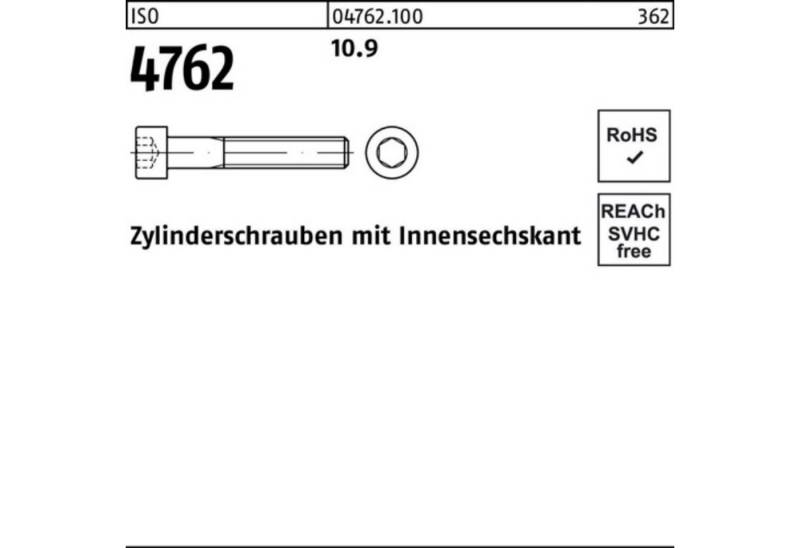 Reyher Zylinderschraube 100er Pack Zylinderschraube ISO 4762 Innen-6kt M30x 110 10.9 10 Stück von Reyher