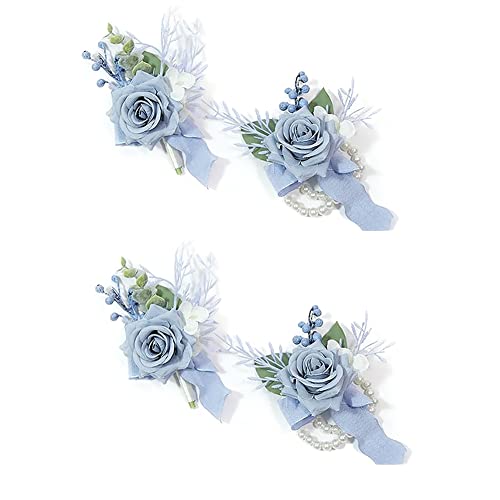Reykentu 4 Stück Handgelenk-Blumen-Zubehör für Abschlussball, Handgelenk-Corsage-Armbänder von Reykentu