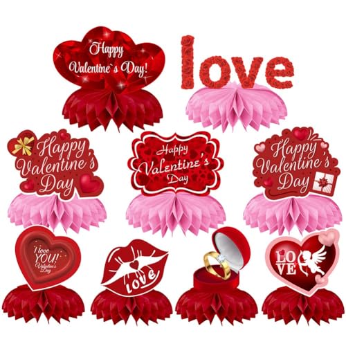 Reykentu 9-teiliges Valentinstag-Dekorationsset, Waben-Aufsätze, Urlaubsbedarf von Reykentu