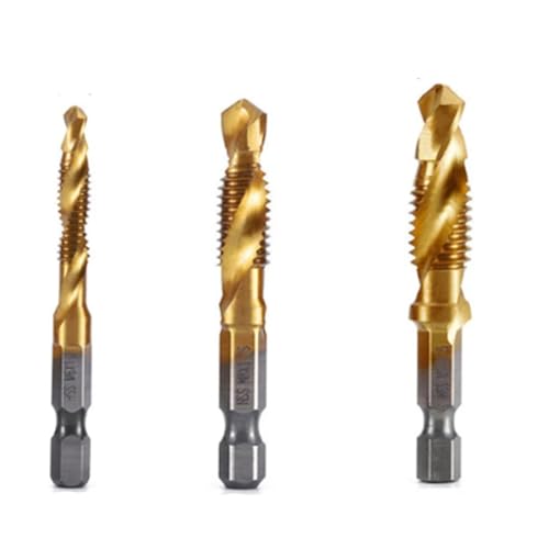 Reykentu M6 + M8 + M10 Sechskantschaft, titanbeschichtetes HSS-Schraubgewinde, metrische Gewindebohrer, Schraubmaschine, Verbundgewinde, offenes Fasenwerkzeug von Reykentu