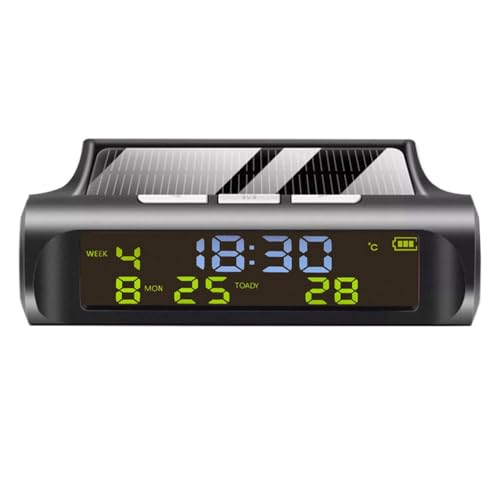 Reykentu Solar Autouhr Automatische Solaruhr mit Woche Monatskalender Zeit Temperaturanzeige Auto Vollautomatische Uhr von Reykentu