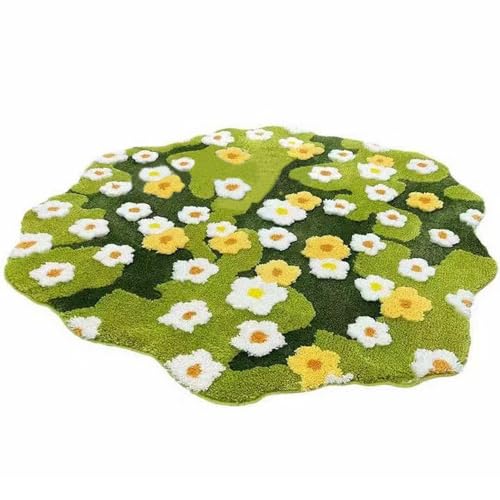 Reyox 3D Moos Teppich für Schlafzimmer Badezimmer Heimdekoration, rutschfest Weicher Absorbierende Badezimmerteppich Blumenmoos 2 100 x 105 cm von Reyox
