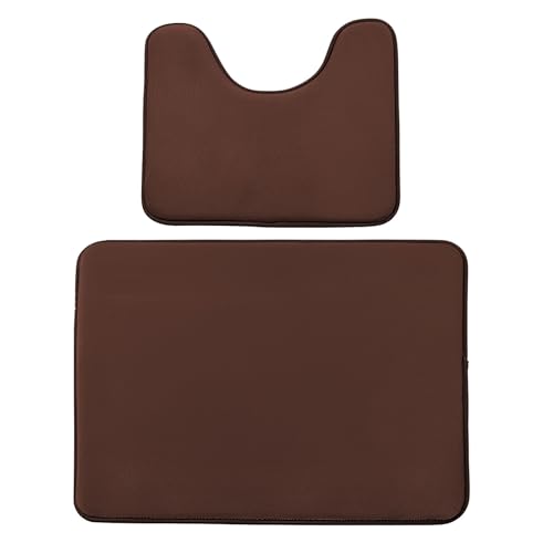 Reyox Badematten 2er Set, Weiche rutschfeste Memoryschaum Wasserabsorbierend Badezimmerteppich, WC Vorleger Braun von Reyox