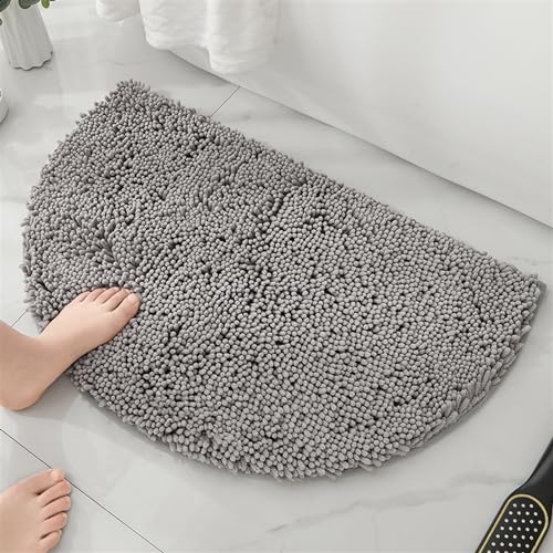 Reyox Badezimmerteppich Halbkreis, Chenille Badematte rutschfest, Weicher Badvorleger, Mikrofaser Absorbent Badteppich für Badezimmer Hellgrau 40x60cm Reyox Badezimmerteppich Halbkreis, Chenille Badematte rutschfest, Weicher Badvorleger, Mikrofaser Absorbent Badteppich für Badezimmer Hellgrau 40x60cm von Reyox