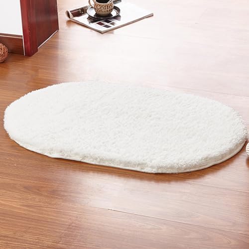 Reyox Badezimmerteppich Oval, Flauschig Badematte rutschfest, Weicher Absorbent Teppich für Badezimmer Wohnzimmer Schlafzimmer Elfenbein 60x90cm von Reyox